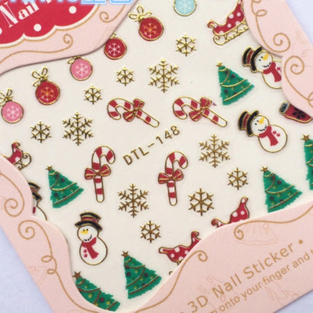 NEW Nail decal stickers christmas tree candy cane